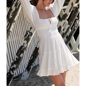 L Space 'Cassidy' White Voile Cover-Up Mini Dress Size S